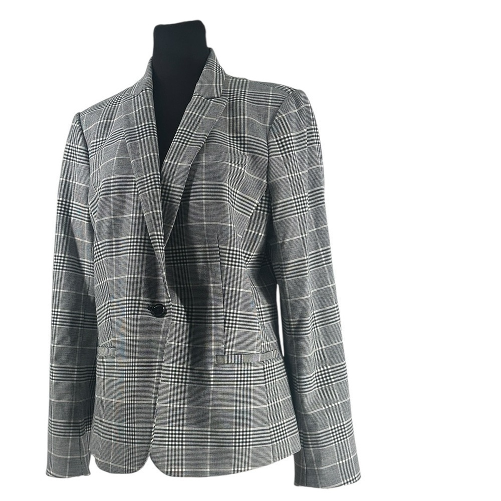 Banana Republic Classic Black and White Blazer check plaid career business sz 16